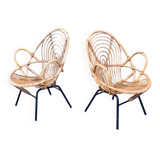 Set of Rattan Lounge Chairs attributed to Rohe Noordwolde, 1960s