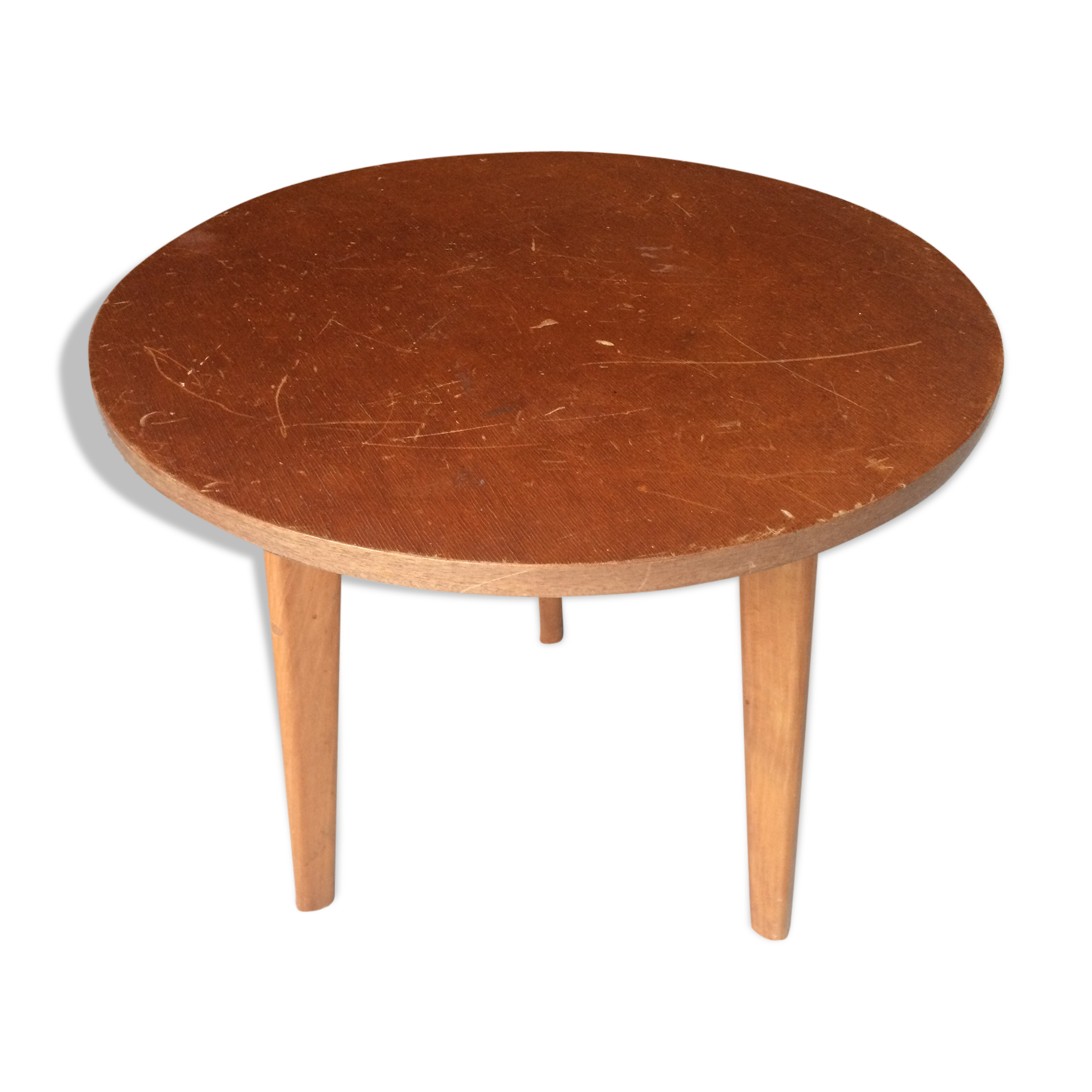 Vintage wooden round side table