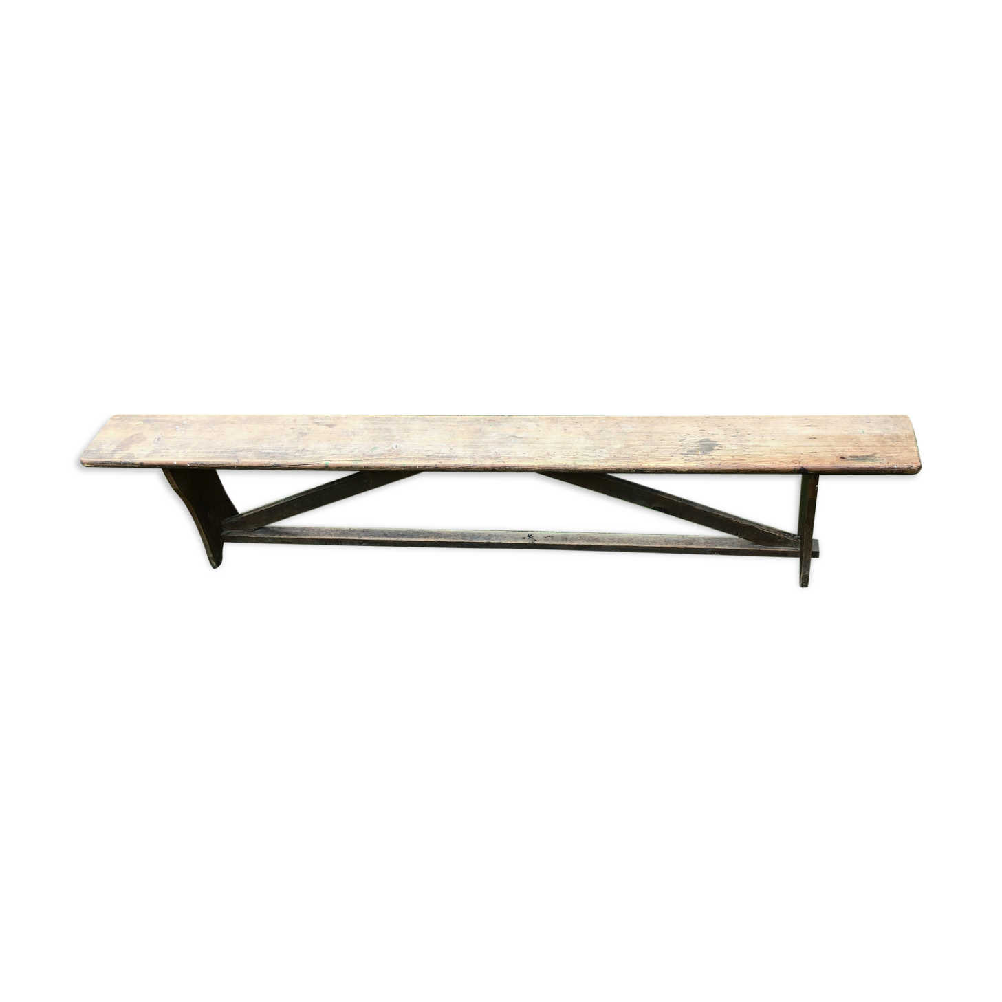 Old solid wood farm bench