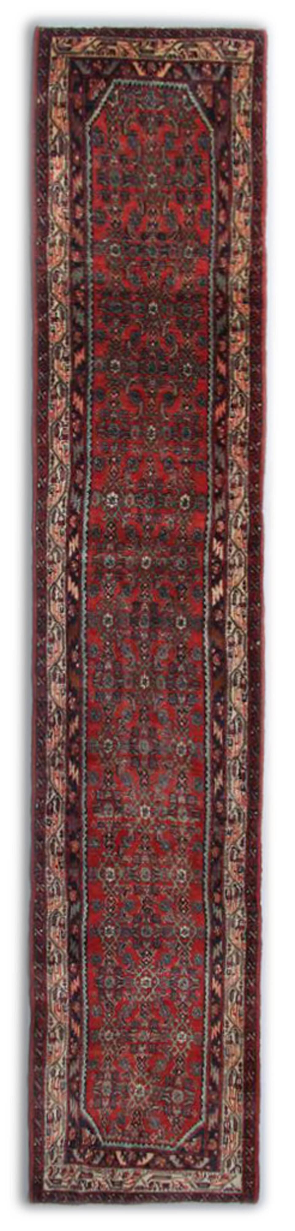 Long Oriental Runner Rug, Vintage Herati Wool Handwoven Stair Runner, 85 x 420