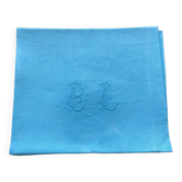 Ensemble de 10 serviettes damassées monogrammées BL turquoise