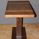 Art Deco period pedestal table in oak and nickel-plated bronze circa 1930