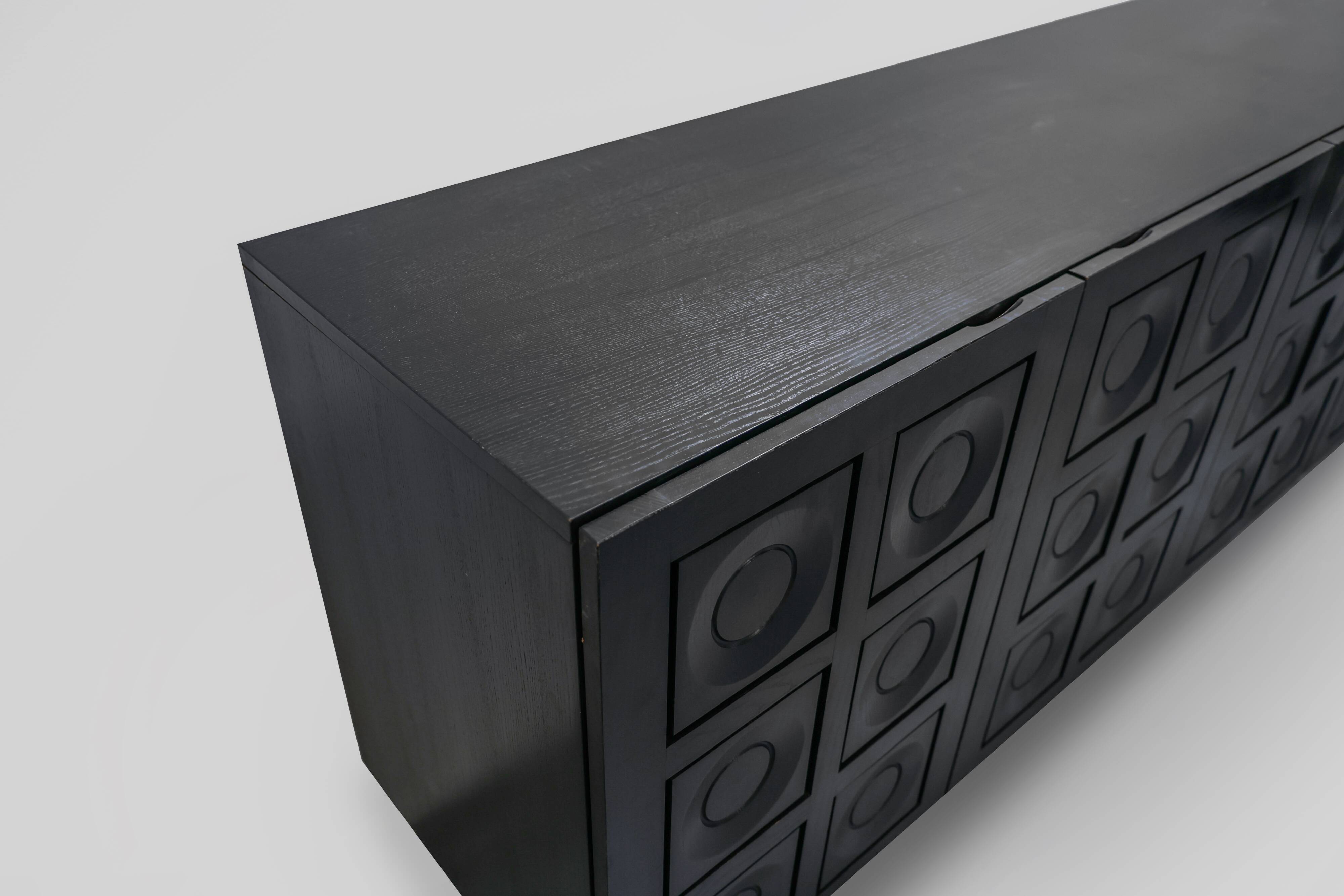 Brutalist sideboard in black ebonized wood