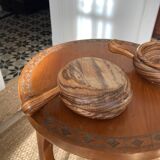 Duo of wooden raviers - vintage cup