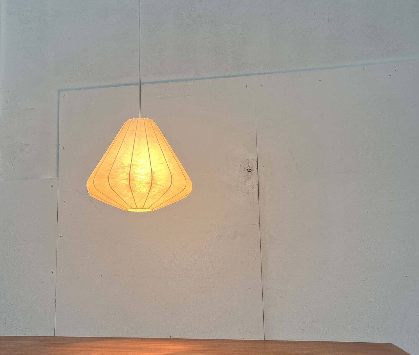 Modern mid-century Cocoon pendant lamp by Friedel Wauer for Goldkant Leuchten, Germany, 1960s.