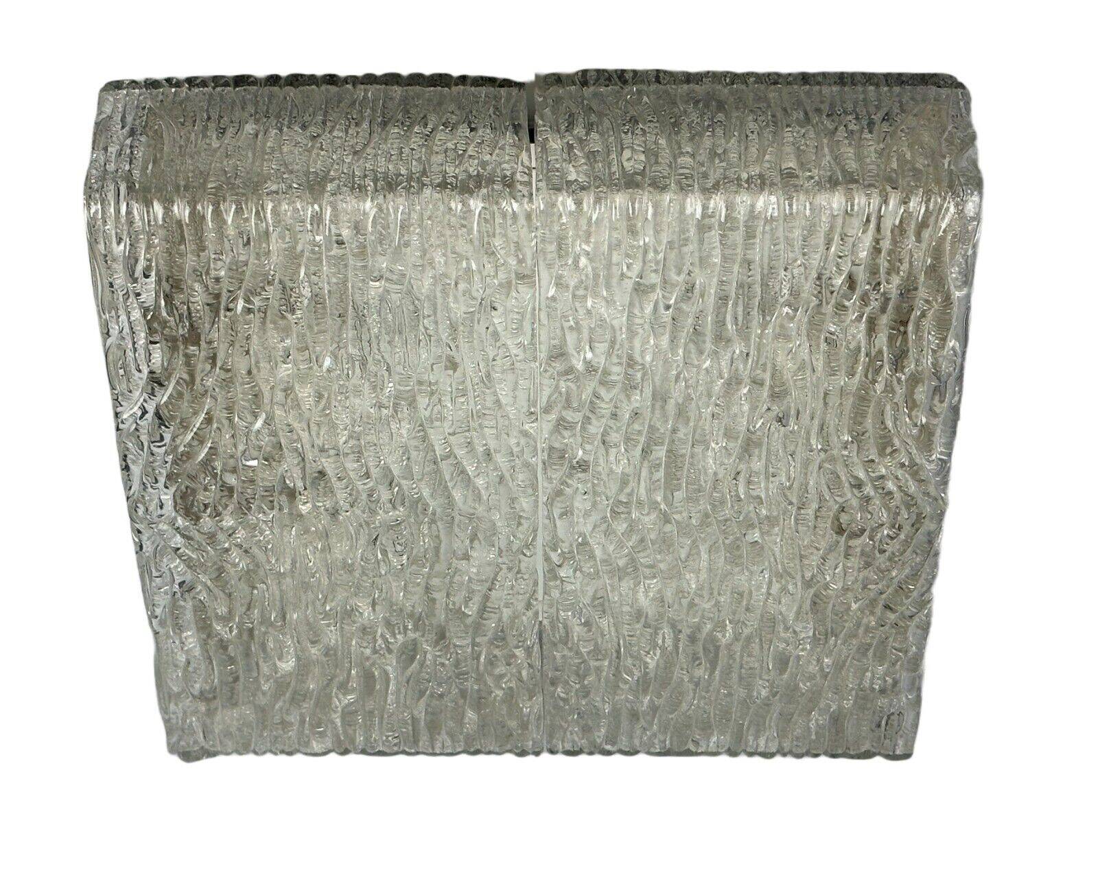 60s 70s ice glass flush mount ceiling lamp by Kaiser Leuchten Germany