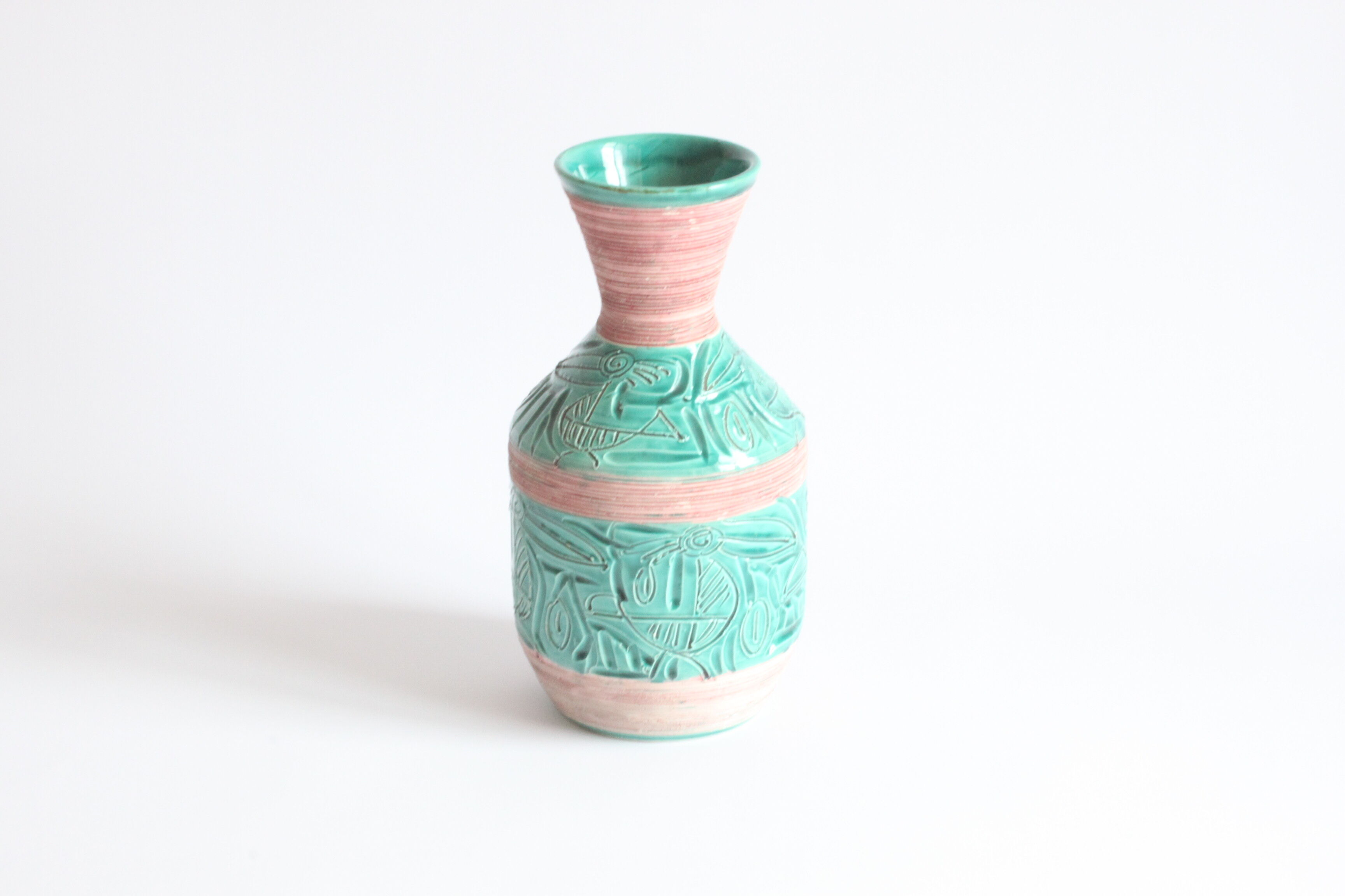 Vase avec pélicans par Fratelli Fianciulacci sgraffito , italie, années 1960