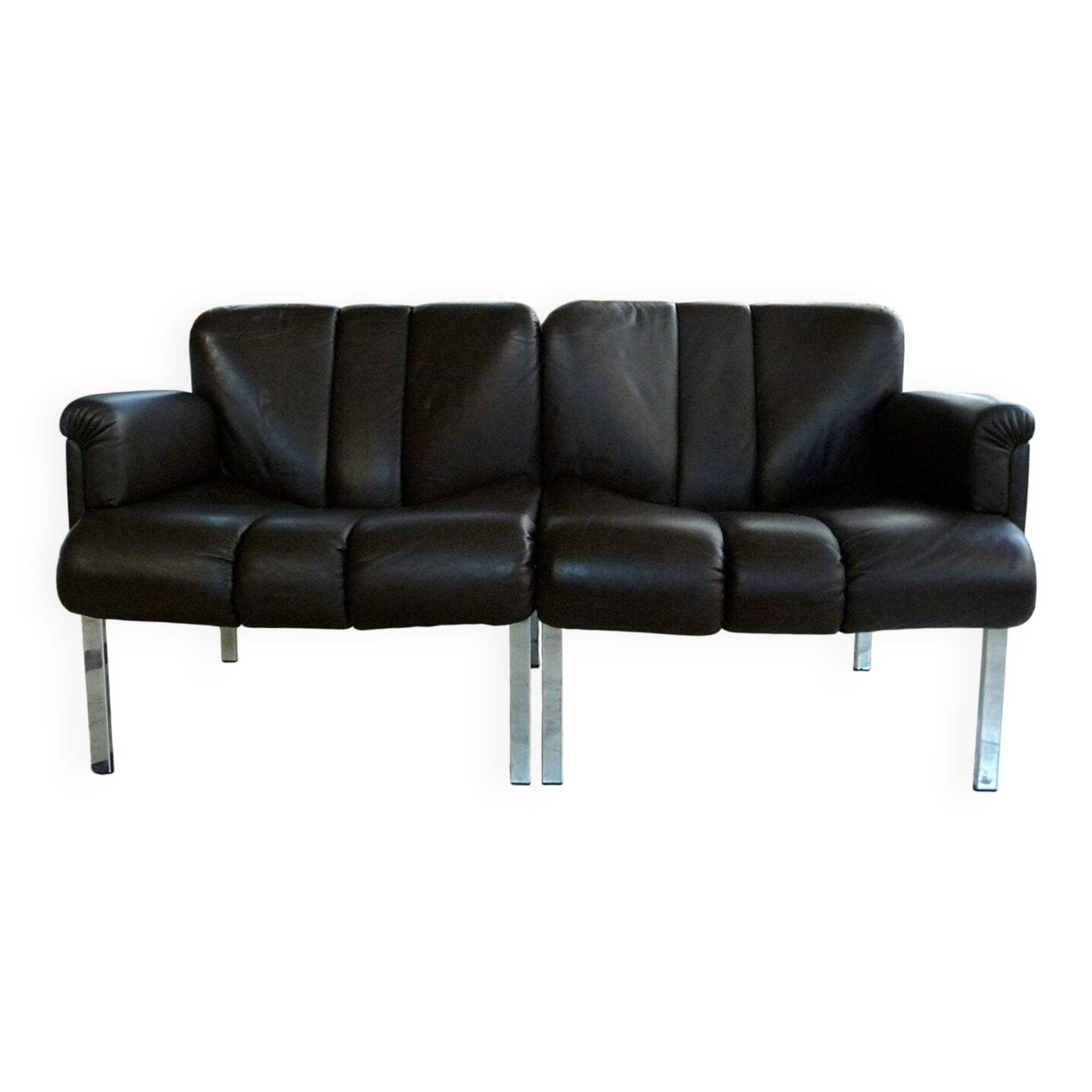 Canapé deux places 'Eurochair' marron foncé de Girsberger, Allemagne de l'Ouest, années 1970.