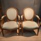 Pair of Louis XVI style medallion armchairs x