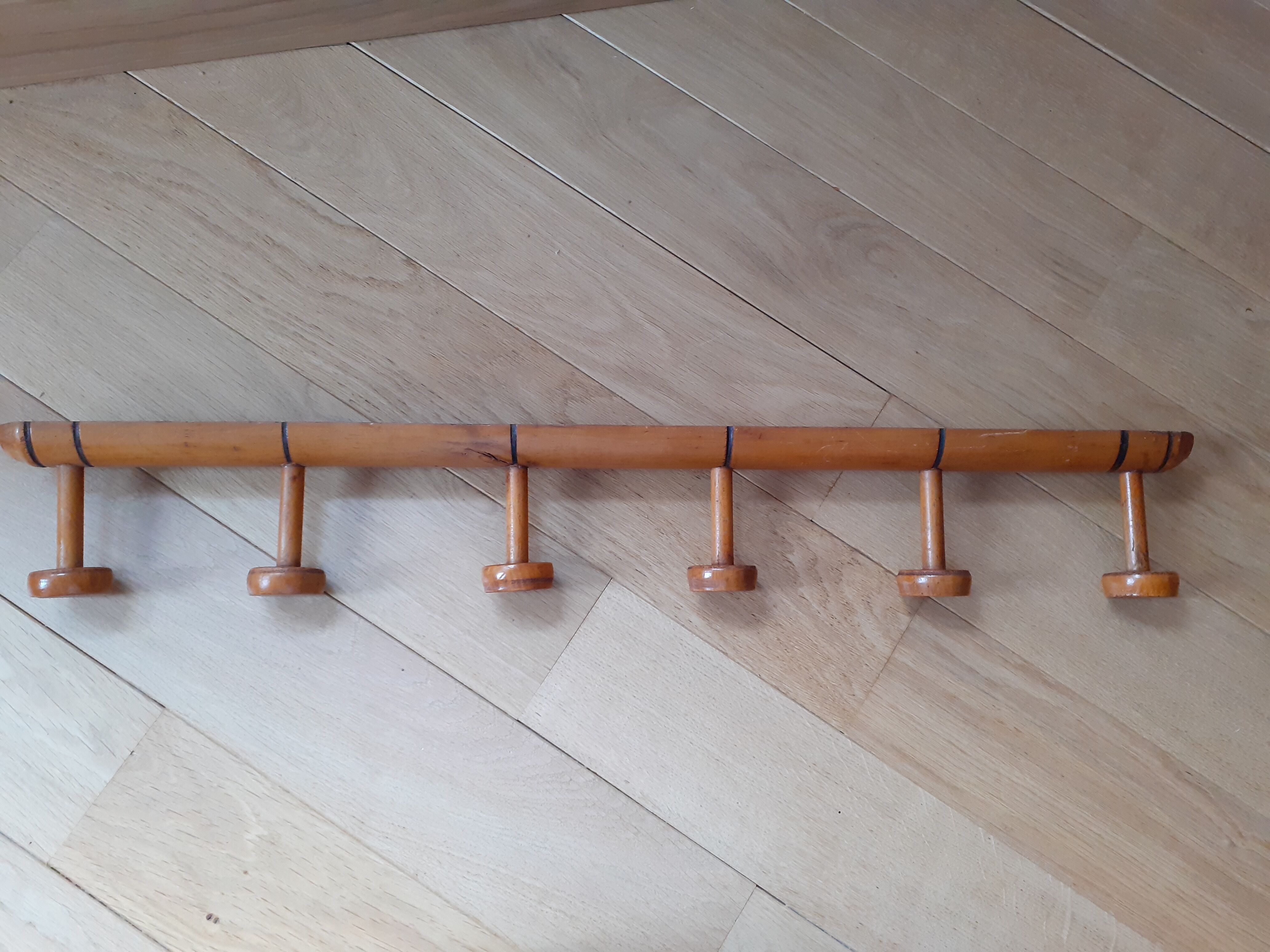 Old bamboo imitation portemanteau 6 patères