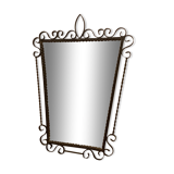 Ancient asymmetrical brutalist mirror wrought iron