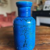 Large blue ceramic vase with Chinese motifs