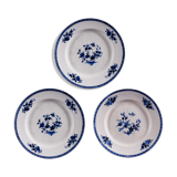 Set of 3 White Faïencerie Plates with Floral Decorations