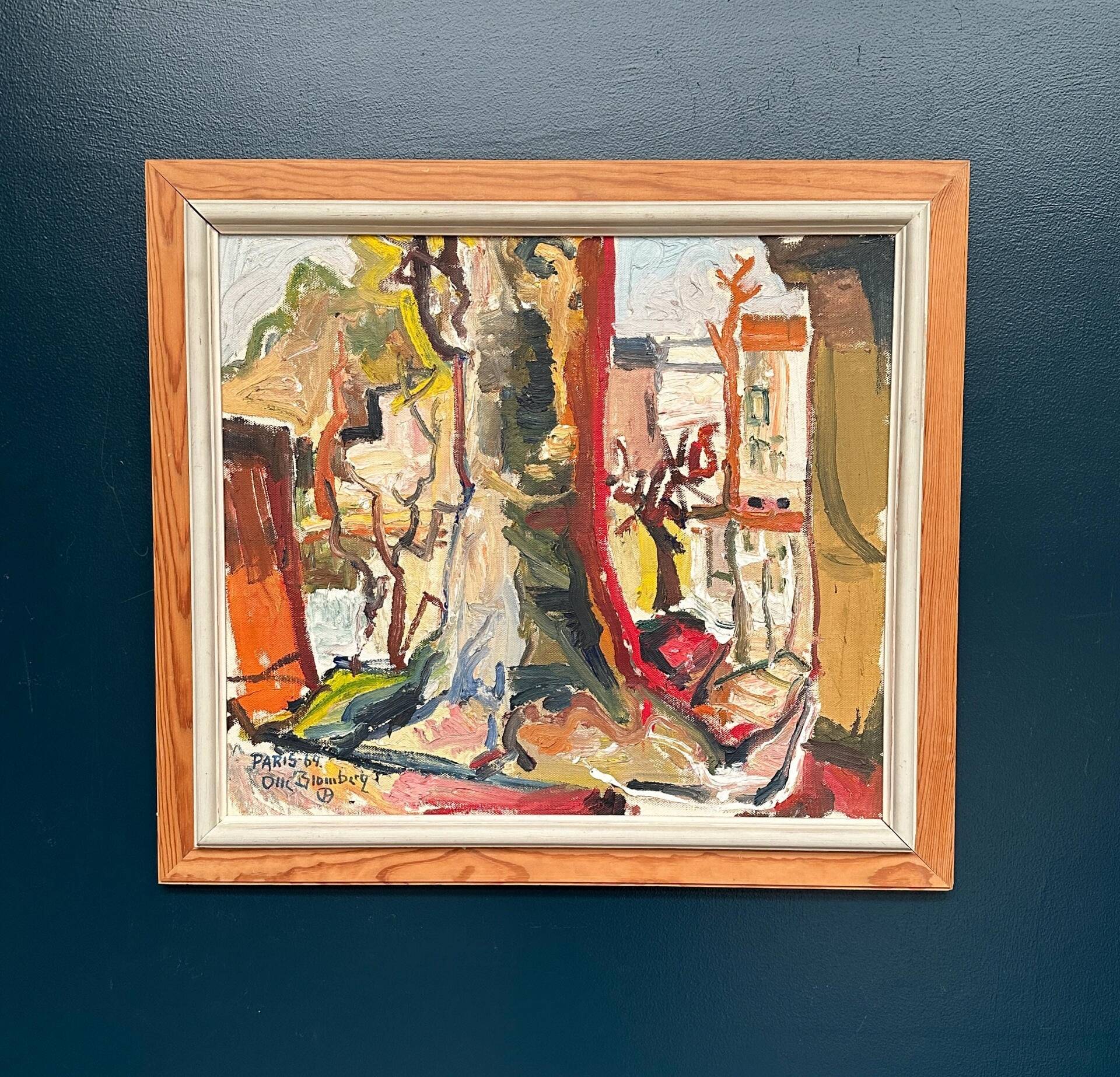 Original Swedish Oil On Panel – Paris (1964) – Olle Blomberg