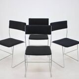 1970s Set of Four Minimalist Chrome Plated Dining Chairs, Czechoslovakia