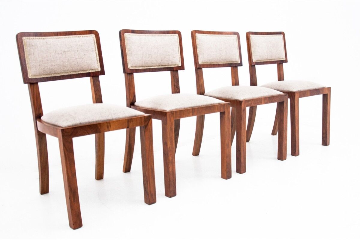 Art Deco dining set, table et 4 chairs, Poland, 1940s