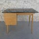 Baumann desk in light wood and black Formica, around 1960.