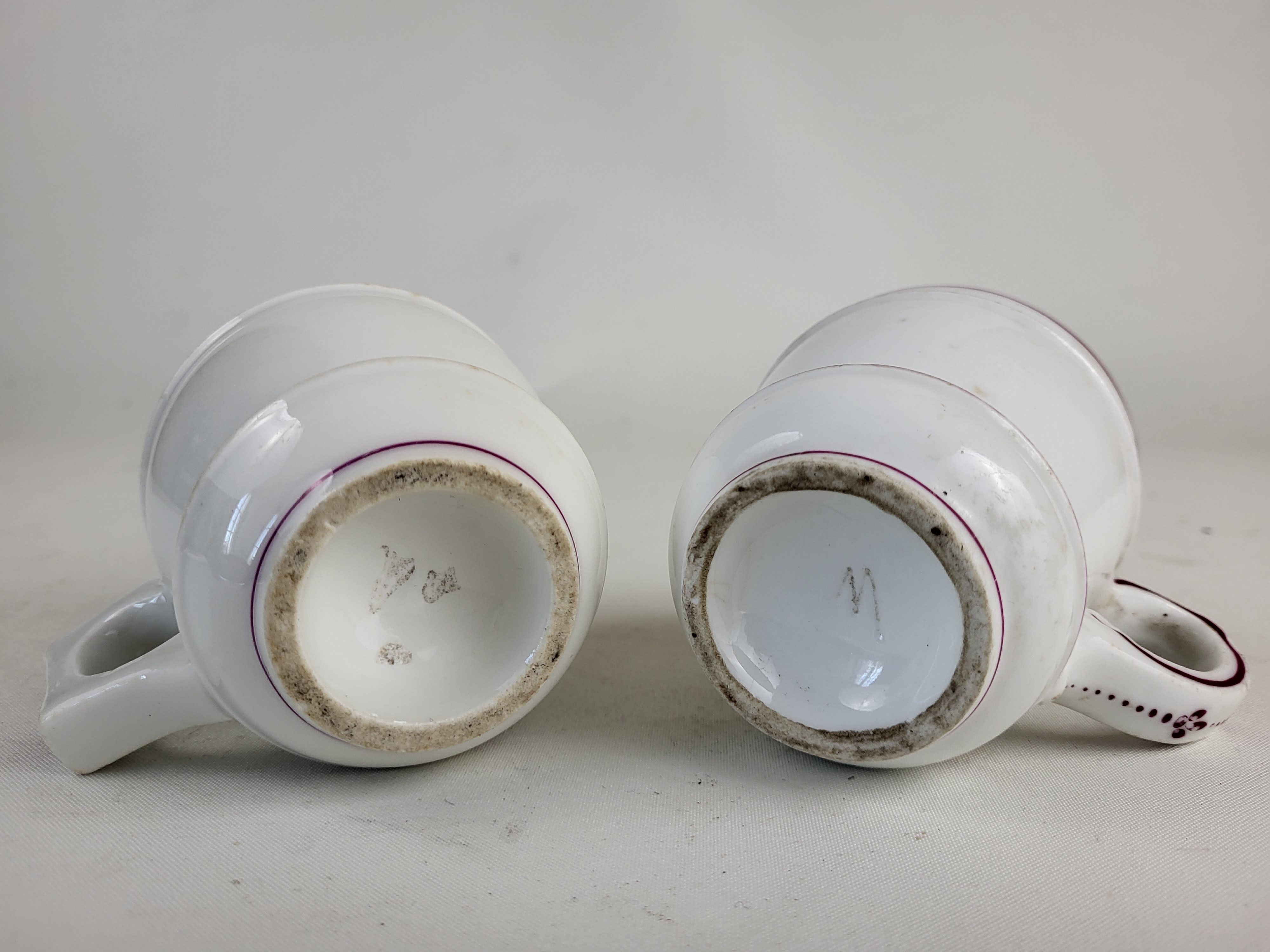 Set of 2 brulot cups in thick porcelain XIXth