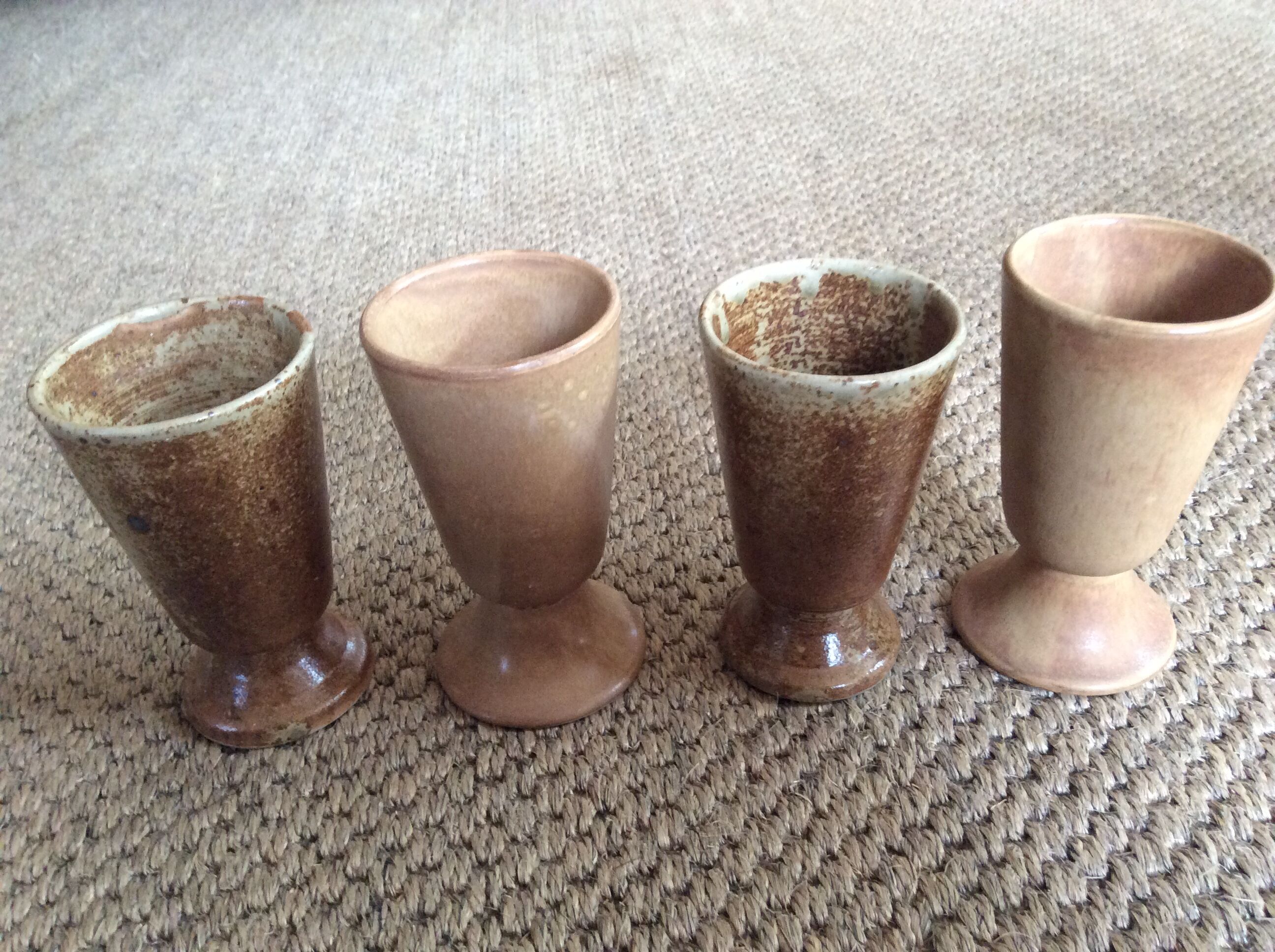Series of 4 sandstone cups