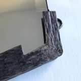 Small vintage art deco mirror of the 30s in metal in the shape of a diamond 59x35cm