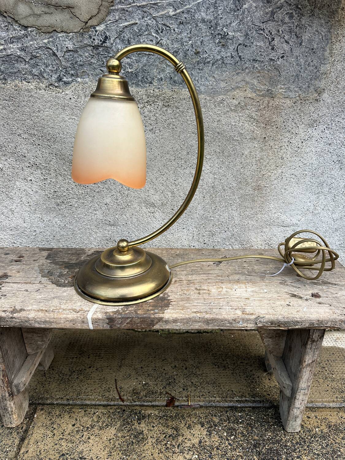 Tulip desk lamp, bedside lamp in brass and blown glass J.P Rycka