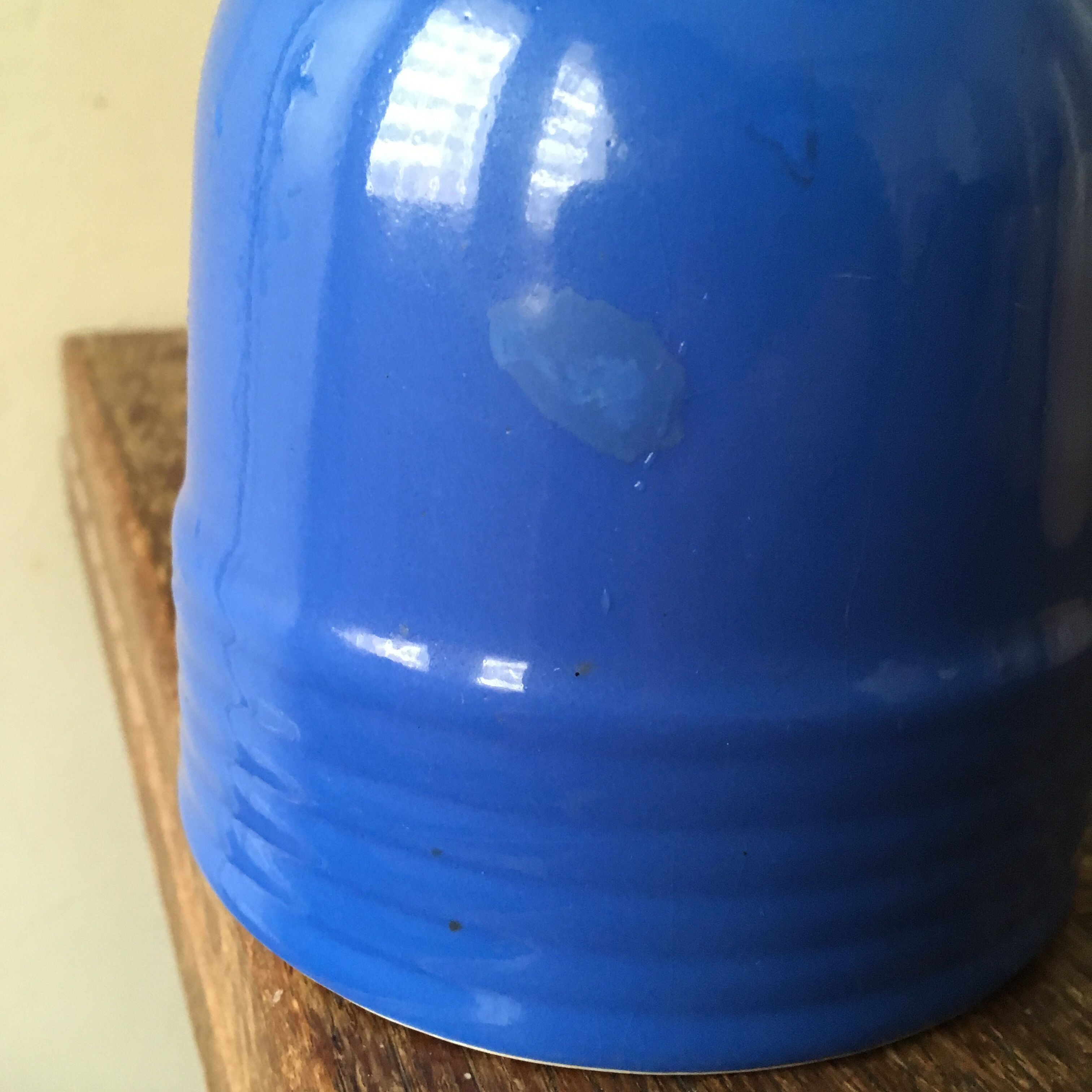 Pitcher of table old ceramic color bright blue