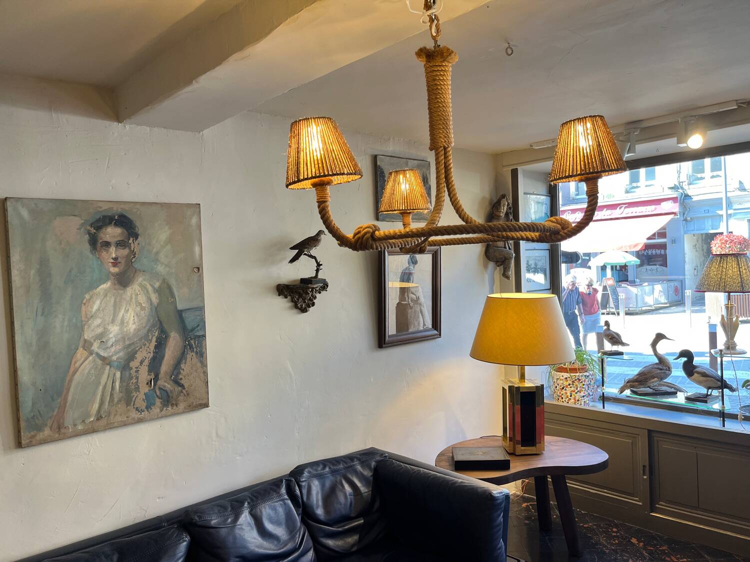 Cord chandelier 1970 Berthes Glasser