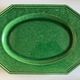 Plat néoclassique octogonal perles en terre vernissée vert XL