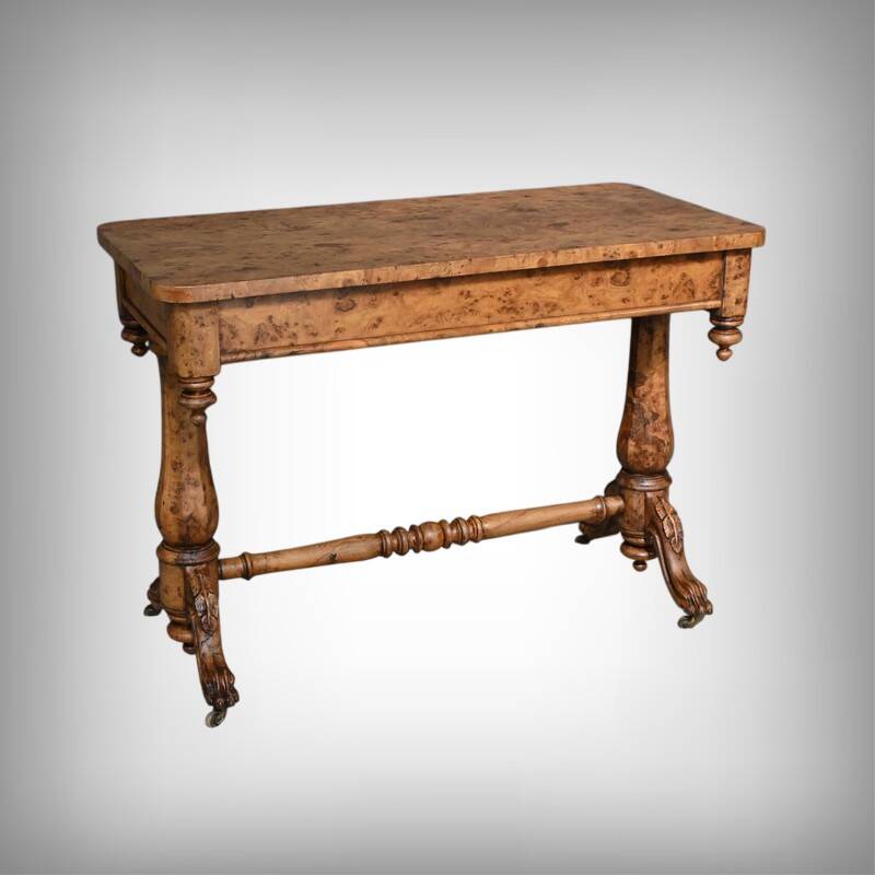 Victorian Amboyna Burl Desk, England – Late 19th Century