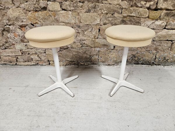 Paire de tabouret vintage en métal blanc de Bremshey & Co.