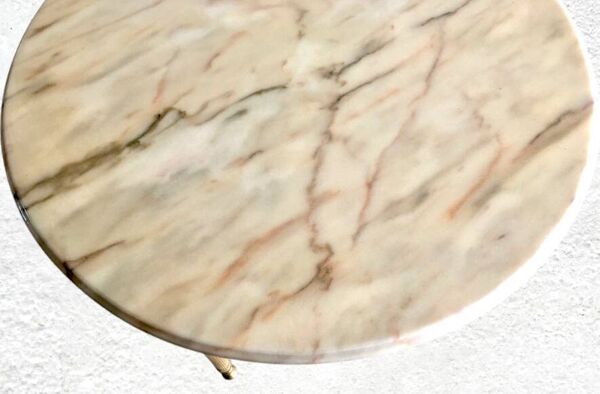 Table basse ronde marbre et métal doré 1960-70