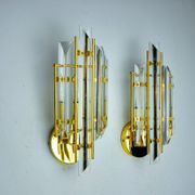 Pair of Venini wall lights, triedri glass, murano, Italy 1970