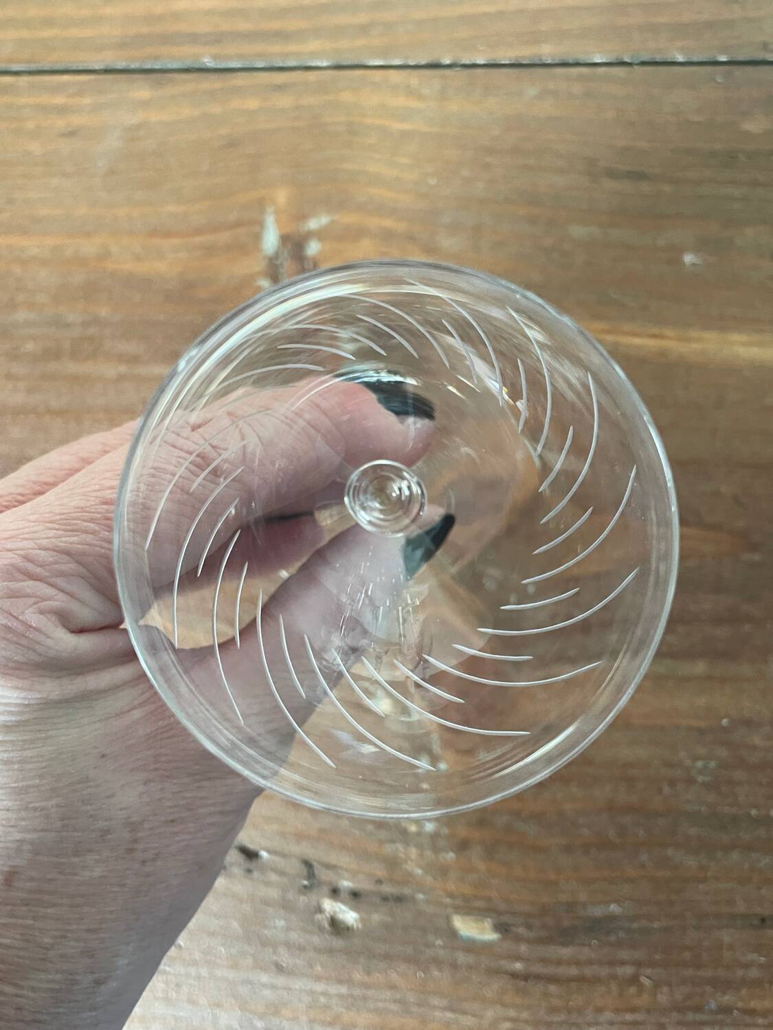 6 crystal engraved white wine glasses with stems