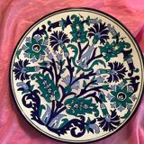 Moroccan craft dish round vintage glazed terracotta