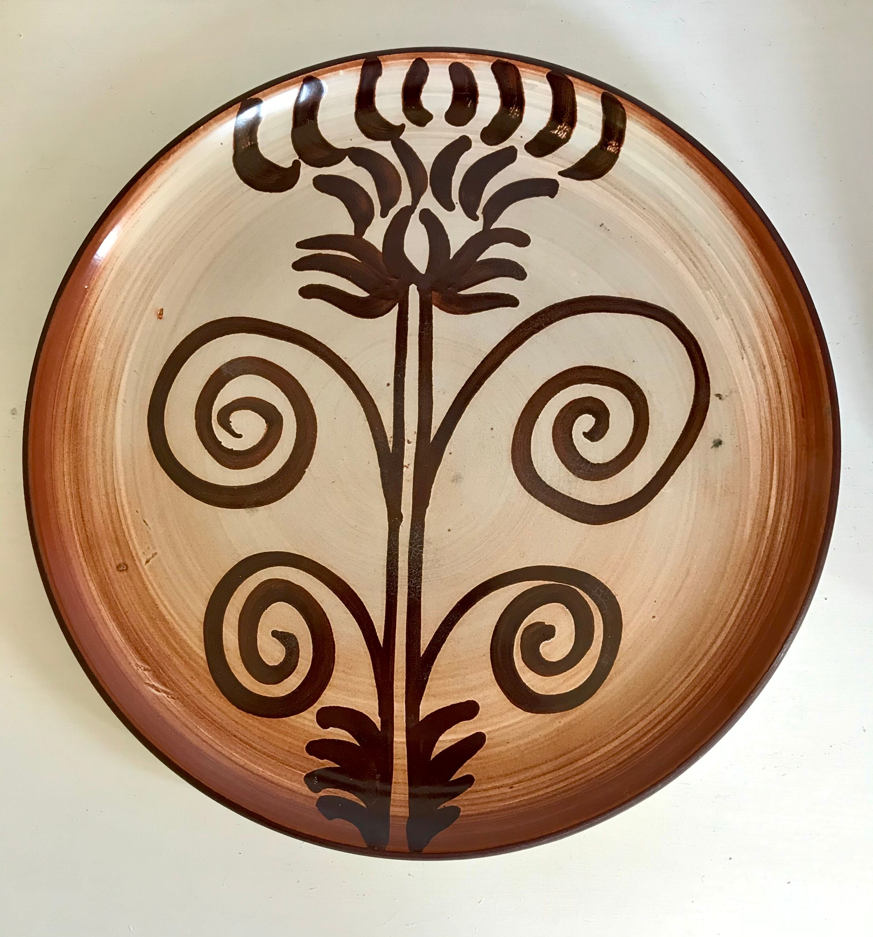 6 assiettes en grès Vallauris vintage