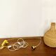 Adjustable Brass and Wicker Arc Sconce