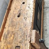 Old oak workbench cabinet with 1 door and 4 drawers