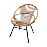 Fauteuil en rotin années 50