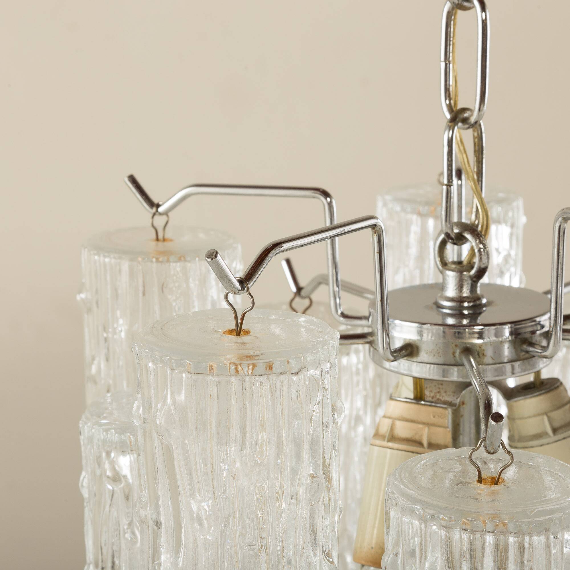 Chandelier en verre Tronchi de Venini, années 1970