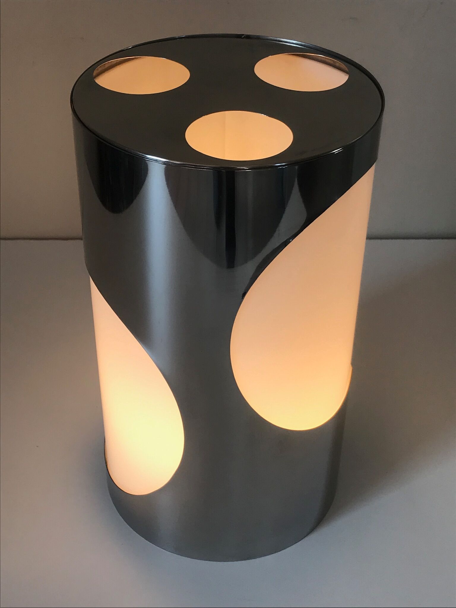 Lamp stainless steel and design perpex Space Age 1970