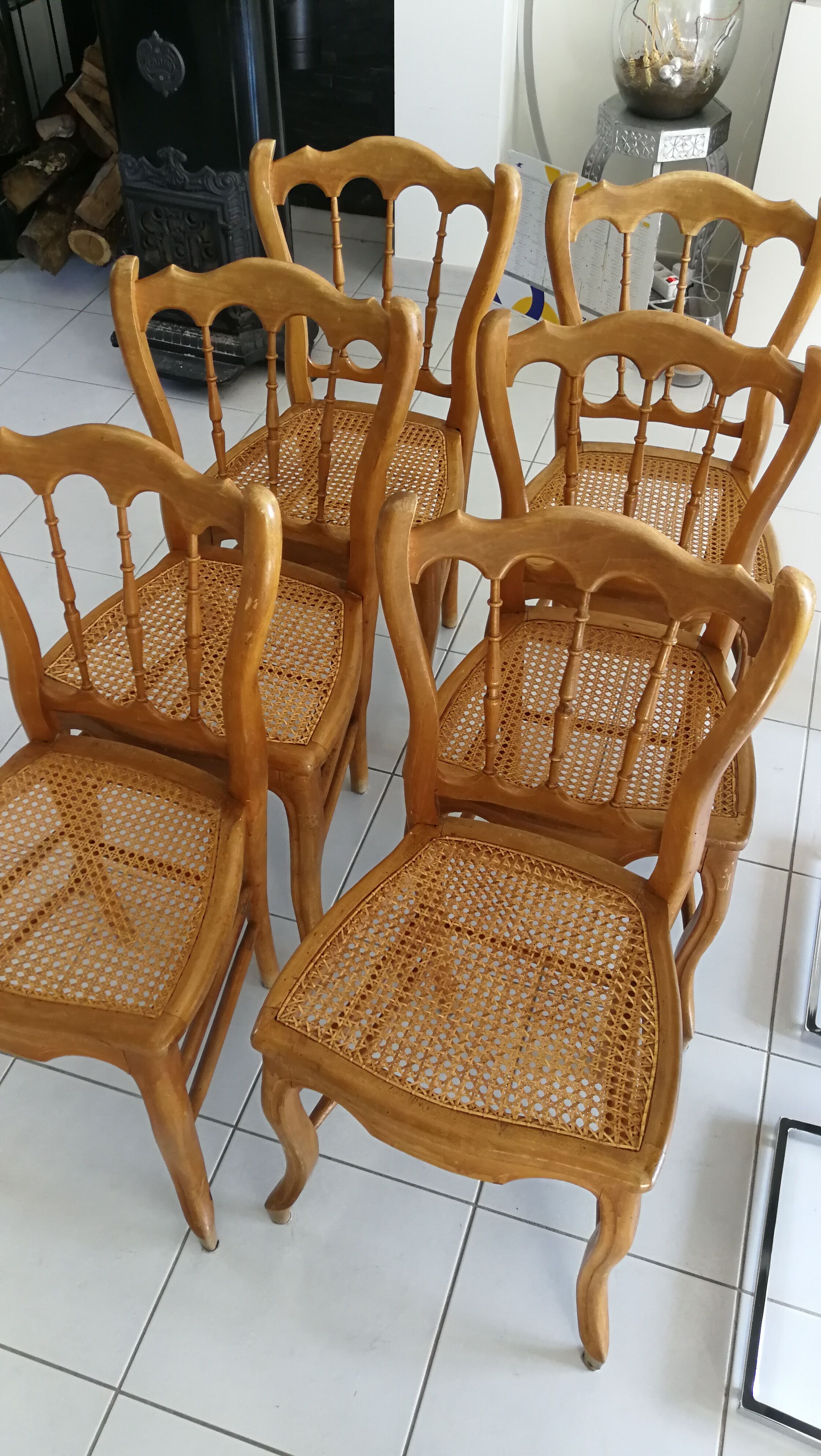 6 chairs in natural canning
