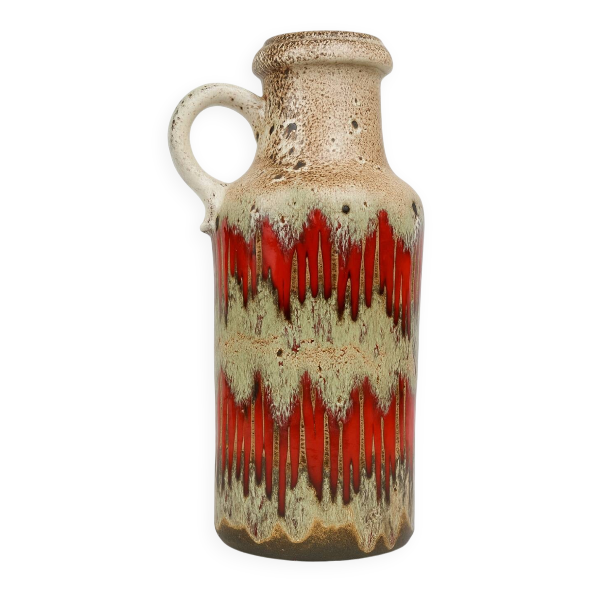 Vase vintage Scheurich poterie ouest-allemande LoRa Zig-Zag Fat Lava, 1970