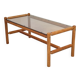 Table basse style chalet bois massif et verre  République Tchèque 1970