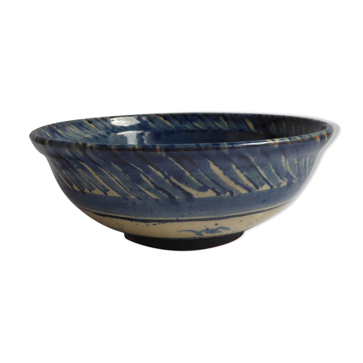 Blue enamelled terracotta cup