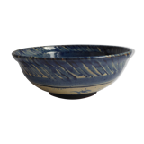 Blue enamelled terracotta cup