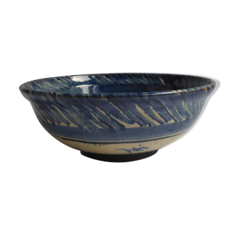 Blue enamelled terracotta cup