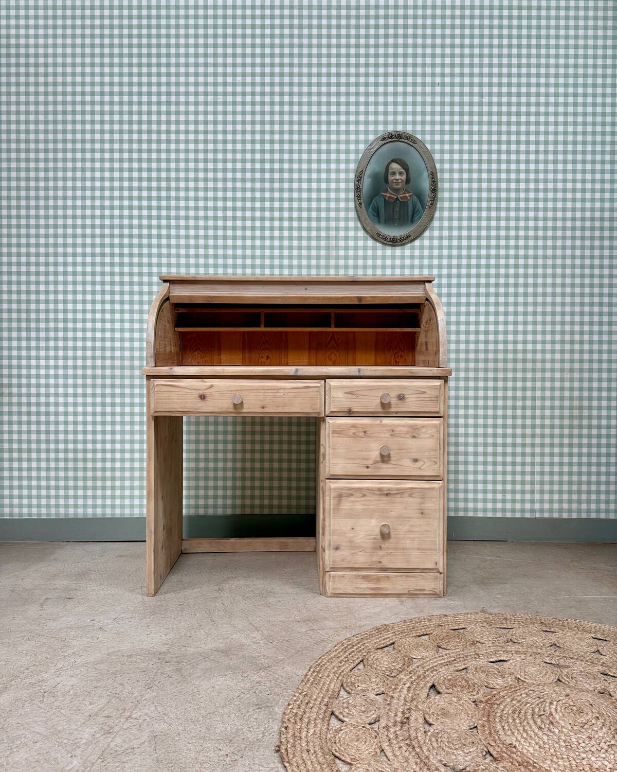 Bureau à rideau vintage, rénové