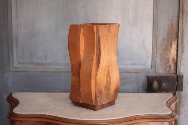 Vase bois sculptural, vase bois courbé, vase bois naturel, vase vintage