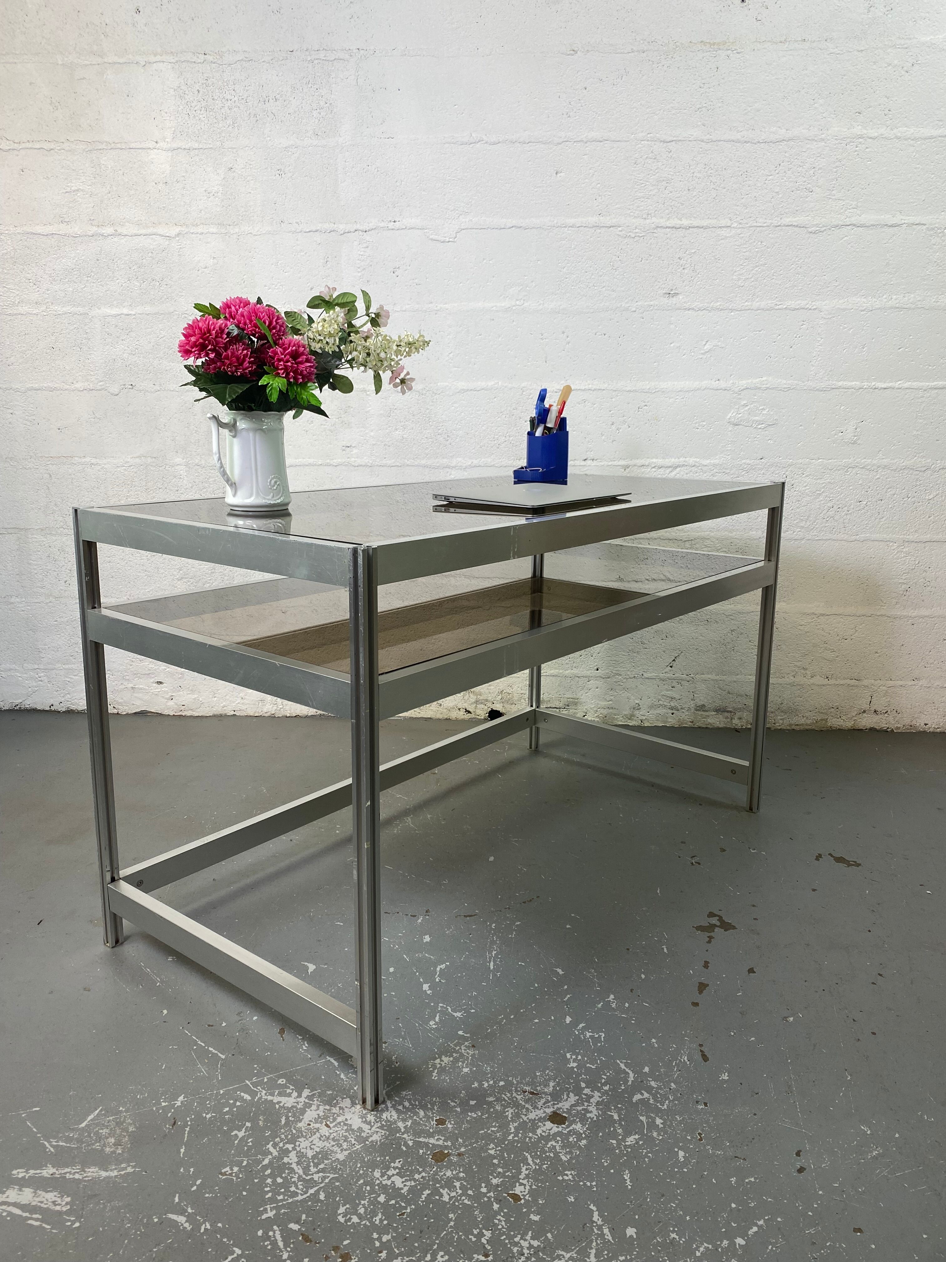 Aluminum and Glass Desk