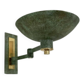 Applique vintage d'angle orientable laiton et patine vert de bronze, France